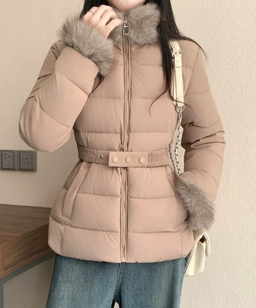 Ritzy(リッツィー)の「ボアトリムベルト中綿コート(その他アウター・レディース・ベージュ/ホワイト/ブラック/カーキ/モカ・M)」の18枚目の写真