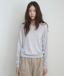 LACE V-NECK KNIT_MELANGE