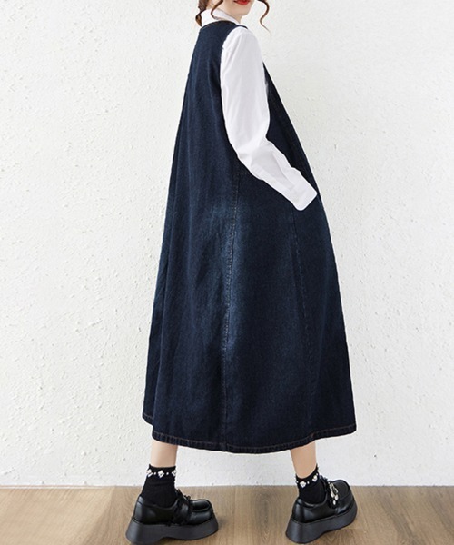 ReRe（リリ）の「デニムジャンパースカート（ジャンパースカート・レディース・ブラック/ブルー・LARGE/X-LARGE）」の9枚目の写真