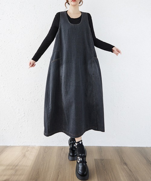 ReRe（リリ）の「デニムジャンパースカート（ジャンパースカート・レディース・ブラック/ブルー・LARGE/X-LARGE）」の10枚目の写真