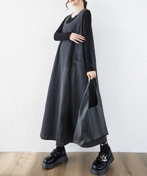 ReRe（リリ）の「デニムジャンパースカート（ジャンパースカート・レディース・ブラック/ブルー・LARGE/X-LARGE）」の11枚目の写真