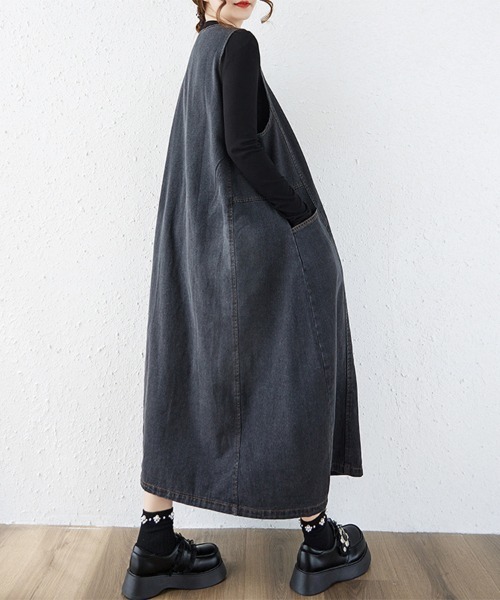 ReRe（リリ）の「デニムジャンパースカート（ジャンパースカート・レディース・ブラック/ブルー・LARGE/X-LARGE）」の14枚目の写真