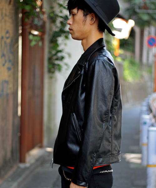 glory crew（グローリークルー）の「【2016 AW新作】ダブルライダースブルゾン（ライダースジャケット・メンズ・ブラック/キャメル・M/LL/S/L）」の3枚目の写真