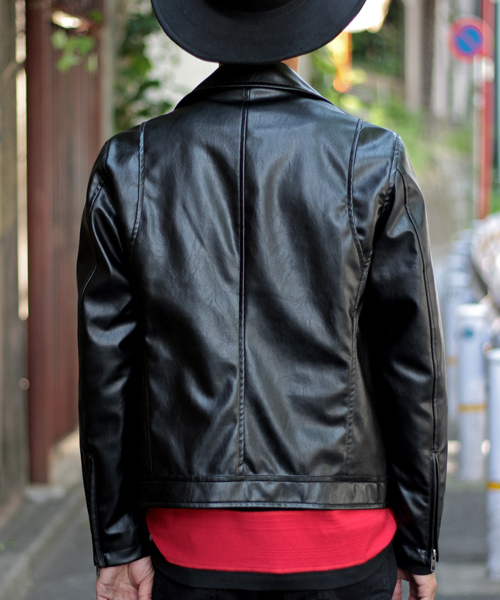 glory crew（グローリークルー）の「【2016 AW新作】ダブルライダースブルゾン（ライダースジャケット・メンズ・ブラック/キャメル・M/LL/S/L）」の4枚目の写真