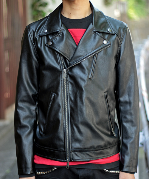 glory crew（グローリークルー）の「【2016 AW新作】ダブルライダースブルゾン（ライダースジャケット・メンズ・ブラック/キャメル・M/LL/S/L）」の5枚目の写真