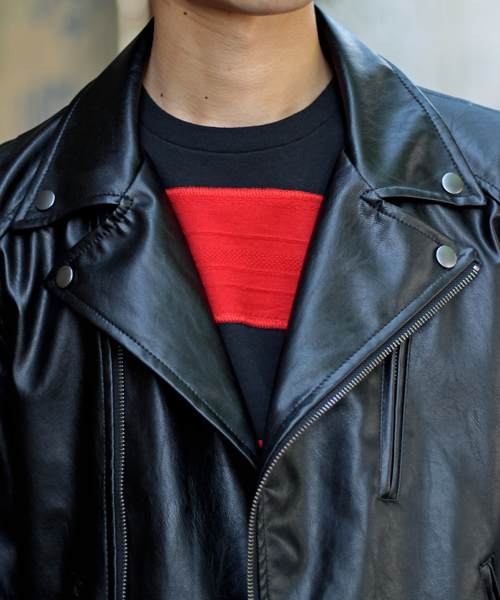 glory crew（グローリークルー）の「【2016 AW新作】ダブルライダースブルゾン（ライダースジャケット・メンズ・ブラック/キャメル・M/LL/S/L）」の6枚目の写真