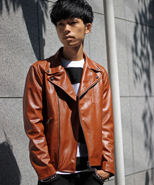 glory crew（グローリークルー）の「【2016 AW新作】ダブルライダースブルゾン（ライダースジャケット・メンズ・ブラック/キャメル・M/LL/S/L）」の13枚目の写真