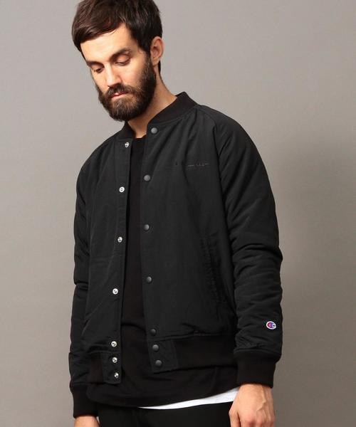 Champion（チャンピオン）の「【別注】 ＜Champion（チャンピオン）＞ ∴ SNAP JKT/アウター◆（ナイロンジャケット・メンズ・ブラック/ダークグリーン・SMALL/MEDIUM/LARGE）」の2枚目の写真