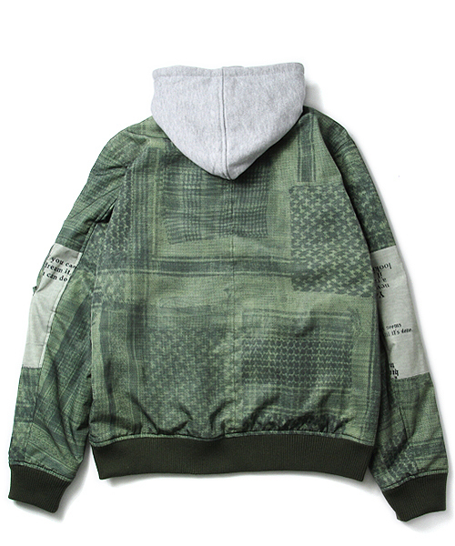 JACKROSE（ジャックローズ）の「脱着フードアフガンストール転写リバーシブルMA-1　（MA-1・メンズ・カーキ・L/M/XL）」の3枚目の写真