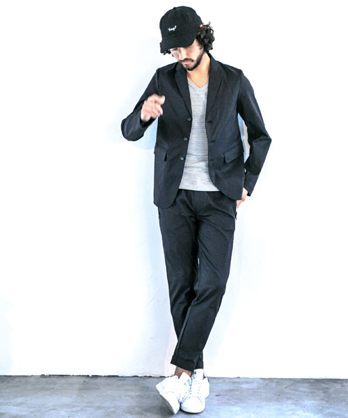 CAMBIO(カンビオ)の「mj4431-Water Repellent Tencel Stretch 3B Tailored Jacket ジャケット(テーラードジャケット・メンズ・ブラック/ネイビー・M/S/L)」の3枚目の写真