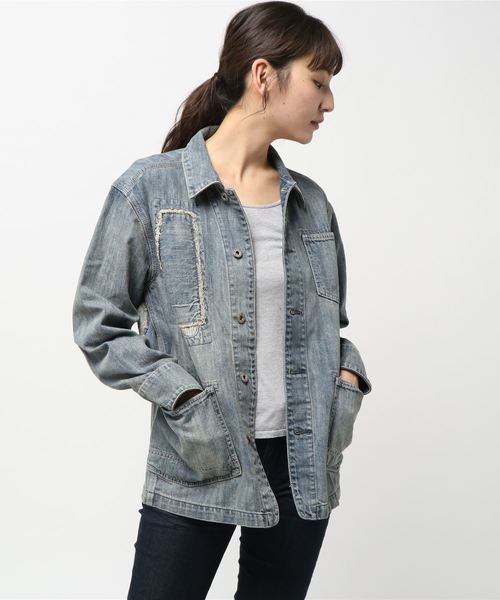 OLD BETTY'S（オールドベティーズ）の「11oz Denim Damage Coverall/11オンスデニムダメージカバーオール（デニムジャケット・レディース・インディゴブルー・S/M）」の5枚目の写真