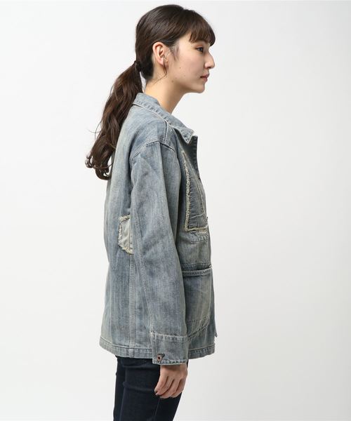 OLD BETTY'S（オールドベティーズ）の「11oz Denim Damage Coverall/11オンスデニムダメージカバーオール（デニムジャケット・レディース・インディゴブルー・S/M）」の3枚目の写真