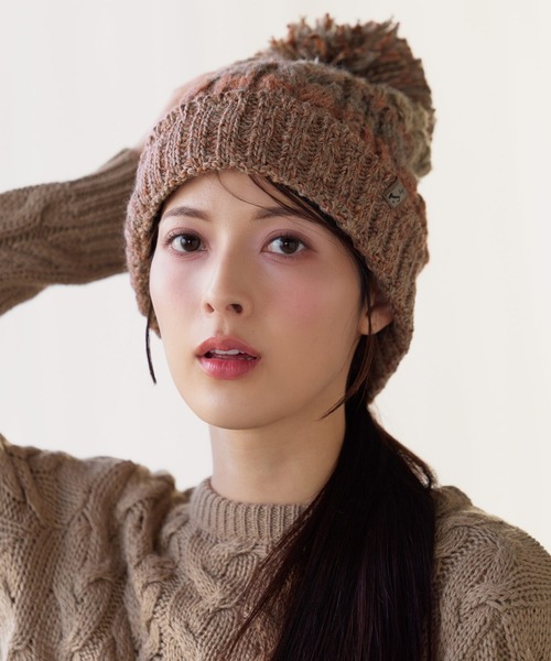 イタリア糸ニット帽ポンポン付き（ニットキャップ/ビーニー）｜sankyo