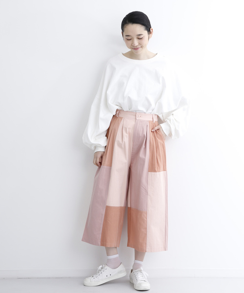 MERLOT（メルロー）の「パッチワークワイドパンツ2576（その他パンツ・レディース・ベージュ/ピンク/ブルー・FREE）」の13枚目の写真
