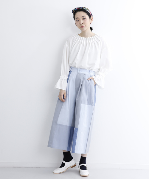 MERLOT（メルロー）の「パッチワークワイドパンツ2576（その他パンツ・レディース・ベージュ/ピンク/ブルー・FREE）」の6枚目の写真