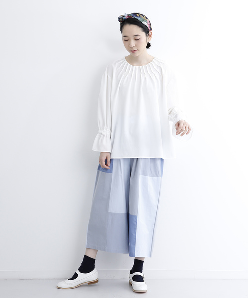 MERLOT（メルロー）の「パッチワークワイドパンツ2576（その他パンツ・レディース・ベージュ/ピンク/ブルー・FREE）」の12枚目の写真