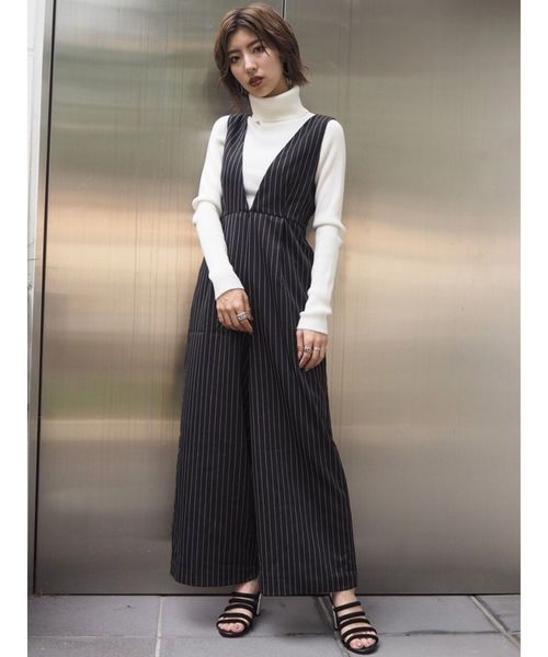 MURUA（ムルーア）の「バックリボンフレアオールインワン（つなぎ 