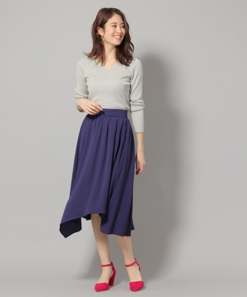 Andemiu（アンデミュウ）の「ハートネックワイドリブプルオーバー788824（ニット/セーター・レディース・イエロー/グリーン/ネイビー/ホワイト/ライトグレー・FREE）」の7枚目の写真