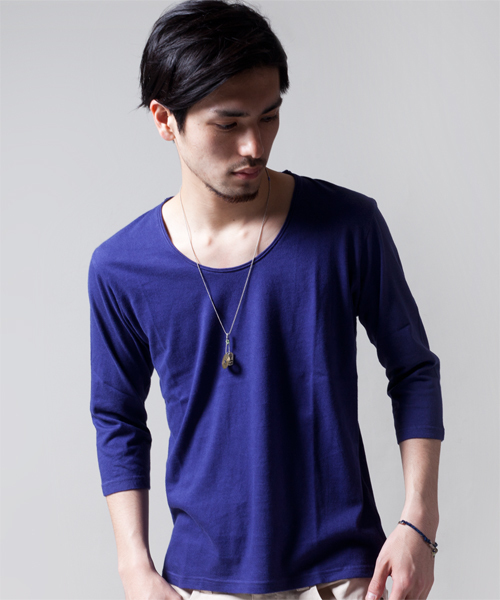 NANO universe（ナノユニバース）の「プレミアムスウィートU-neckTee7/S（Tシャツ/カットソー・メンズ・ホワイト/トップグレー/チャコール/ラベンダー/スモークピンク/ライトパープル/パープル/ターコイズブルー/ネイビー/グリーン/ベージュ/オリーブ/マスタード/ボルドー/オレンジ/ダークグレー/ブラック・38/40/42）」の11枚目の写真