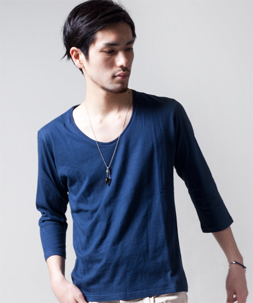 NANO universe（ナノユニバース）の「プレミアムスウィートU-neckTee7/S（Tシャツ/カットソー・メンズ・ホワイト/トップグレー/チャコール/ラベンダー/スモークピンク/ライトパープル/パープル/ターコイズブルー/ネイビー/グリーン/ベージュ/オリーブ/マスタード/ボルドー/オレンジ/ダークグレー/ブラック・38/40/42）」の9枚目の写真