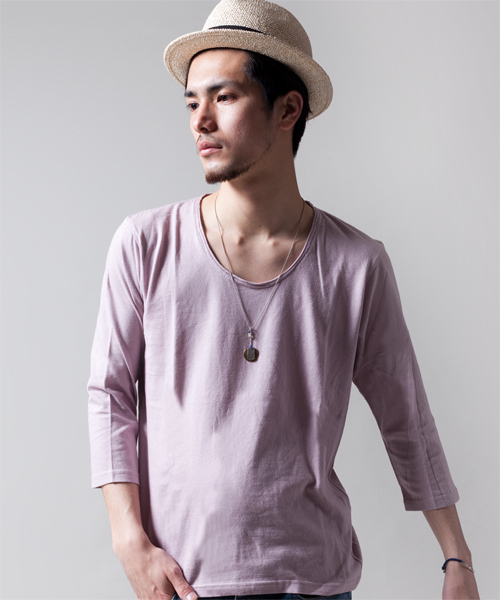 NANO universe（ナノユニバース）の「プレミアムスウィートU-neckTee7/S（Tシャツ/カットソー・メンズ・ホワイト/トップグレー/チャコール/ラベンダー/スモークピンク/ライトパープル/パープル/ターコイズブルー/ネイビー/グリーン/ベージュ/オリーブ/マスタード/ボルドー/オレンジ/ダークグレー/ブラック・38/40/42）」の15枚目の写真