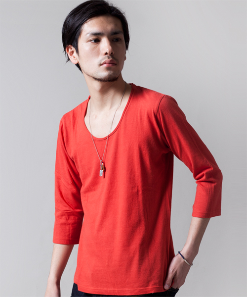 NANO universe（ナノユニバース）の「プレミアムスウィートU-neckTee7/S（Tシャツ/カットソー・メンズ・ホワイト/トップグレー/チャコール/ラベンダー/スモークピンク/ライトパープル/パープル/ターコイズブルー/ネイビー/グリーン/ベージュ/オリーブ/マスタード/ボルドー/オレンジ/ダークグレー/ブラック・38/40/42）」の17枚目の写真