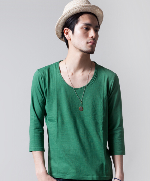 NANO universe（ナノユニバース）の「プレミアムスウィートU-neckTee7/S（Tシャツ/カットソー・メンズ・ホワイト/トップグレー/チャコール/ラベンダー/スモークピンク/ライトパープル/パープル/ターコイズブルー/ネイビー/グリーン/ベージュ/オリーブ/マスタード/ボルドー/オレンジ/ダークグレー/ブラック・38/40/42）」の8枚目の写真