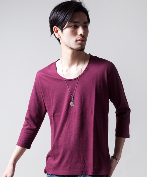 NANO universe（ナノユニバース）の「プレミアムスウィートU-neckTee7/S（Tシャツ/カットソー・メンズ・ホワイト/トップグレー/チャコール/ラベンダー/スモークピンク/ライトパープル/パープル/ターコイズブルー/ネイビー/グリーン/ベージュ/オリーブ/マスタード/ボルドー/オレンジ/ダークグレー/ブラック・38/40/42）」の16枚目の写真