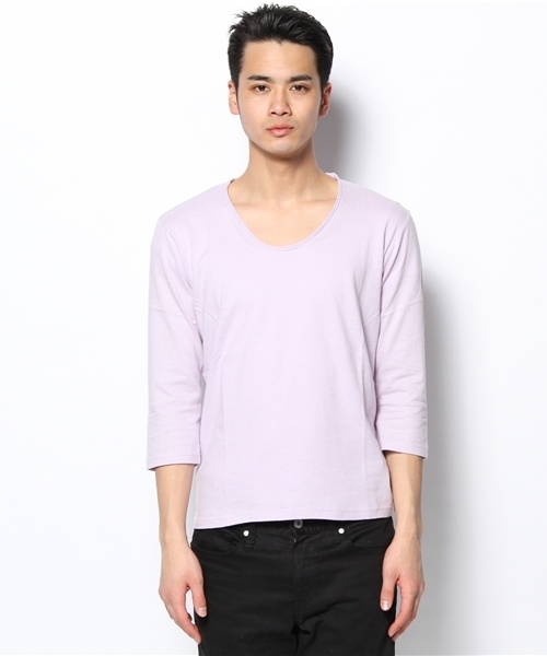 NANO universe（ナノユニバース）の「プレミアムスウィートU-neckTee7/S（Tシャツ/カットソー・メンズ・ホワイト/トップグレー/チャコール/ラベンダー/スモークピンク/ライトパープル/パープル/ターコイズブルー/ネイビー/グリーン/ベージュ/オリーブ/マスタード/ボルドー/オレンジ/ダークグレー/ブラック・38/40/42）」の18枚目の写真