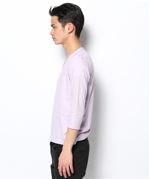 NANO universe（ナノユニバース）の「プレミアムスウィートU-neckTee7/S（Tシャツ/カットソー・メンズ・ホワイト/トップグレー/チャコール/ラベンダー/スモークピンク/ライトパープル/パープル/ターコイズブルー/ネイビー/グリーン/ベージュ/オリーブ/マスタード/ボルドー/オレンジ/ダークグレー/ブラック・38/40/42）」の19枚目の写真