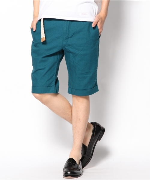 UNION STATION（ユニオンステーション）の「ベルト付き綿麻ショーツ（その他パンツ・メンズ・ベージュ/ターコイズブルー/ネイビー/ピンク/オレンジ・MEDIUM/LARGE/LL）」の4枚目の写真