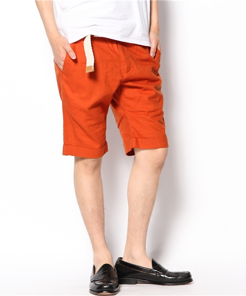 UNION STATION（ユニオンステーション）の「ベルト付き綿麻ショーツ（その他パンツ・メンズ・ベージュ/ターコイズブルー/ネイビー/ピンク/オレンジ・MEDIUM/LARGE/LL）」の5枚目の写真