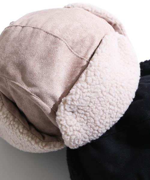 WEGO（ウィゴー）の「WEGO/ボアパイロットキャップ（ニットキャップ/ビーニー・レディース・ブラック/グレー・FREE）」の2枚目の写真