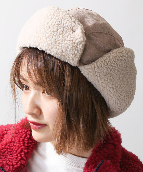 WEGO（ウィゴー）の「WEGO/ボアパイロットキャップ（ニットキャップ/ビーニー・レディース・ブラック/グレー・FREE）」の8枚目の写真