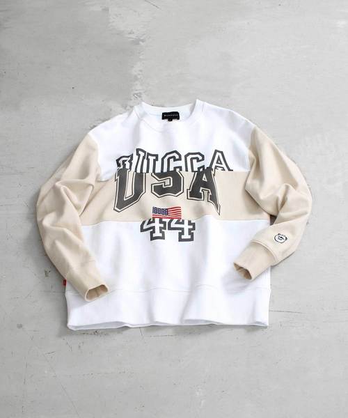 BUCCA 44(ブッカフォーティーフォー)の「【BUCCA 44】リメイクテイストクルーネックスウェット(スウェット)」|ホワイト系その他