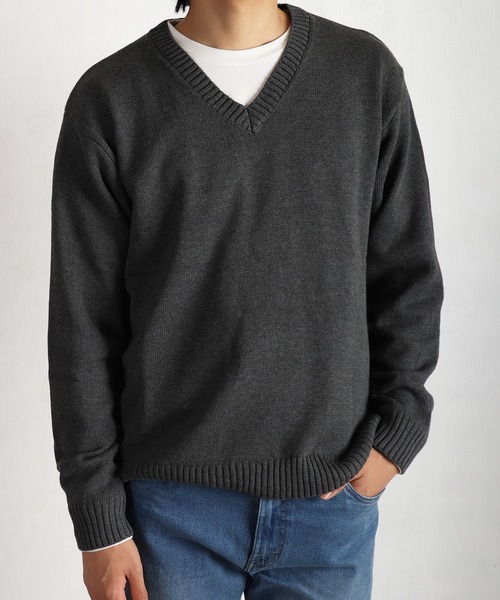 WESTSEA(ウエストシー)の「WEB限定 Vネックコットンニットセーター/スクールセーター(ニット/セーター・メンズ・ホワイト/ブラック/ベージュ/ネイビー/グレー/チャコール/ワイン・S/M/L/XL)」の5枚目の写真