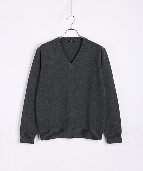 WESTSEA(ウエストシー)の「WEB限定 Vネックコットンニットセーター/スクールセーター(ニット/セーター・メンズ・ホワイト/ブラック/ベージュ/ネイビー/グレー/チャコール/ワイン・S/M/L/XL)」の8枚目の写真