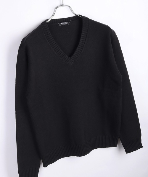 Washed Vneck Knit ウォッシュVネックニット　コットン　ブラック Women's Black V-Neck (1st Gen.) | Fresh Clean Threads