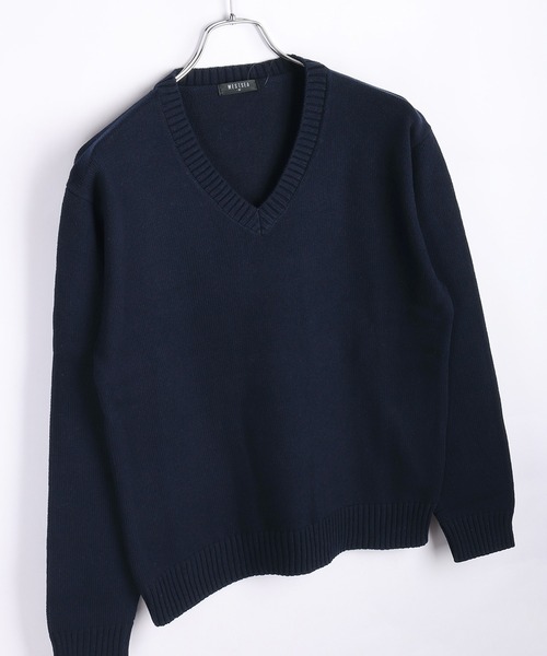 STONE  Vネック コットンニット ブラック メンズ サイズS WEB限定 Vネックコットンニットセーター/スクールセーター（ニット