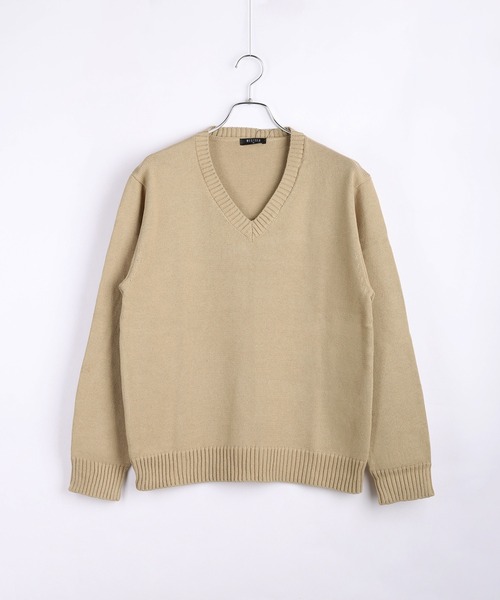 WEB限定 Vネックコットンニットセーター/スクールセーター（ニット