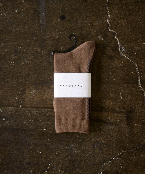 HARUSAKU（ハルサク）の「HARUSAKU:Herringbone Back Line Socks：ヘリンボーン バックライン ソックス（ソックス/靴下・メンズ・オフホワイト/ブラック/チャコールグレー/ブラウン・M/L）」の4枚目の写真