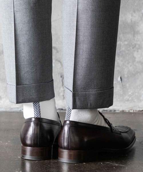 HARUSAKU（ハルサク）の「HARUSAKU:Herringbone Back Line Socks：ヘリンボーン バックライン ソックス（ソックス/靴下・メンズ・オフホワイト/ブラック/チャコールグレー/ブラウン・M/L）」の16枚目の写真