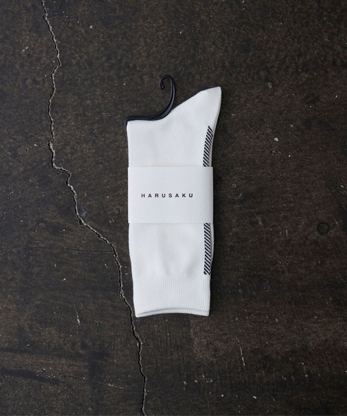 HARUSAKU（ハルサク）の「HARUSAKU:Herringbone Back Line Socks：ヘリンボーン バックライン ソックス（ソックス/靴下・メンズ・オフホワイト/ブラック/チャコールグレー/ブラウン・M/L）」の12枚目の写真