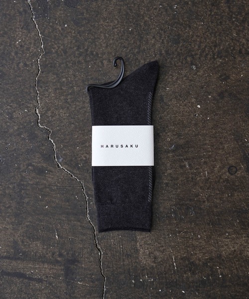 HARUSAKU（ハルサク）の「HARUSAKU:Herringbone Back Line Socks：ヘリンボーン バックライン ソックス（ソックス/靴下・メンズ・オフホワイト/ブラック/チャコールグレー/ブラウン・M/L）」の14枚目の写真