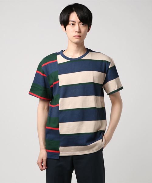 go slow caravan（ゴースローキャラバン）の「BP　ボーダー切替TEE（Tシャツ/カットソー・メンズ・ベージュ/ブラウン/グリーン・LARGE/MEDIUM/X-LARGE）」の3枚目の写真