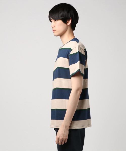 go slow caravan（ゴースローキャラバン）の「BP　ボーダー切替TEE（Tシャツ/カットソー・メンズ・ベージュ/ブラウン/グリーン・LARGE/MEDIUM/X-LARGE）」の4枚目の写真