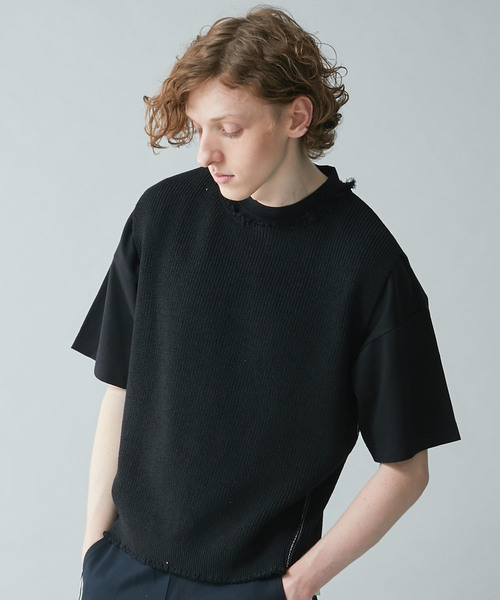 WRAPINKNOT（ラッピンノット）の「【WRAPINKNOT】別注カットオフショートベスト（ベスト・メンズ・ブラック/グレー・2/3）」の8枚目の写真