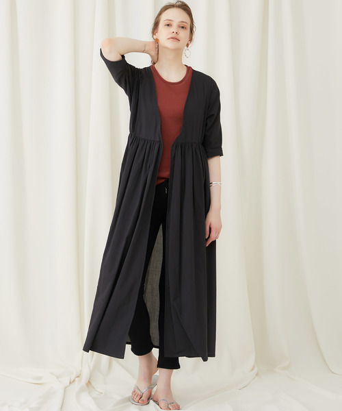 STUDIOUS(ステュディオス)の「【STUDIOUS】カシュクール ロングガウンワンピース(ワンピース・レディース・ベージュ/ブラック/ミント/ライトベージュ・FREE)」の5枚目の写真