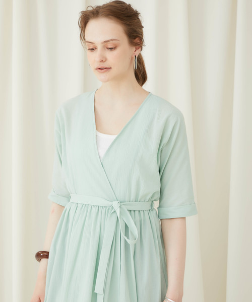 STUDIOUS(ステュディオス)の「【STUDIOUS】カシュクール ロングガウンワンピース(ワンピース・レディース・ベージュ/ブラック/ミント/ライトベージュ・FREE)」の17枚目の写真