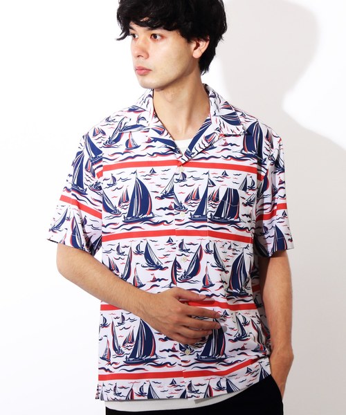 ８(eight)（エイト）の「アロハシャツ 半袖シャツ ヨット柄 リゾート（シャツ/ブラウス・メンズ・ホワイト系その他2/ホワイト系その他/レッド系その他/ブルー系その他・X-LARGE/MEDIUM/LARGE）」の2枚目の写真